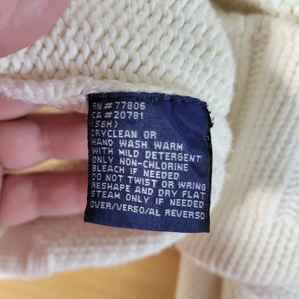 Mens Tommy Hilfiger 97% Cotton Sweater Cream/Marled Blue Size XL